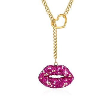 Imagem de Frigotine Colar de corrente grossa para homens e mulheres, colar em Y ajustável punk gótico com corrente cubana, gargantilha de bar, acessórios de festa de rock, joias modernas, Latão, Strass