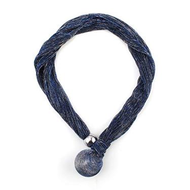 Imagem de Florate Corrente de corda de seda com pingente de pérola simulada de bola grande para mulheres, feito à mão, pérola sintética