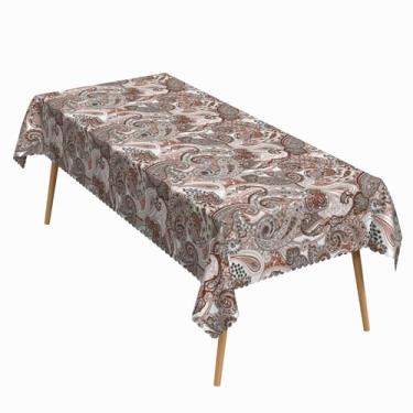 Imagem de ggaimwf Toalha de mesa retangular Paisley 132 x 188 cm vintage floral country toalha de mesa boêmia rústica casa de fazenda lavável durável capa de mesa para jantar, banquete, jardim, decoração de