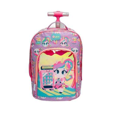 Imagem de Mochila com Rodinha Holográfico Unicórnio Kawaii - Puket