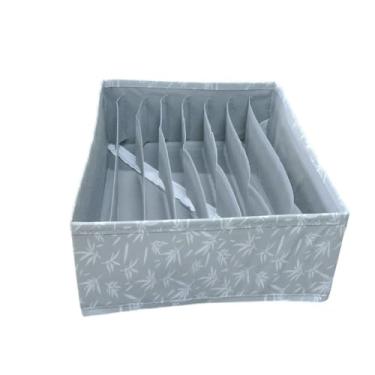 Imagem de Organizador de Gaveta com 8 Compartimentos, TNT, Cinza, 32x32x10 cm, Dobrável, para Roupas Íntimas e Meias