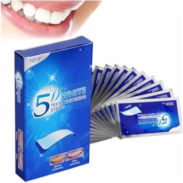 Imagem de Tiras de clareamento dental 5D 7 bolsas 14 peças kit de clareamento dental seguro e eficaz branqueador clareador dental 5D White