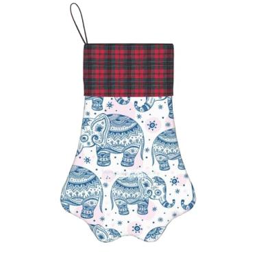 Imagem de SKKNT Meias de Natal com estampa de elefante boho, animais de estimação, decoração de Natal, cães, gatos, árvore, presente conveniente