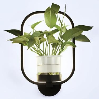 Imagem de Luminária de parede LED moderna para interiores, branco frio 6000K, com vaso de flores hidropônico. Adequada para sala de estar, quartos, restaurantes, corredores. Luminária de parede LED co