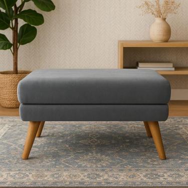 Imagem de Puff Decorativo Itália Material Veludo- Star Confort Chumbo