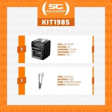 Imagem de Fritadeira Sem óleo Air Fryer Toutch Eaf12t 127v Eos Com Pegador Inox 30cm Tramontina 127v