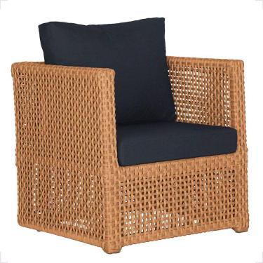 Imagem de 1 Poltrona Madri Alumínio Corda Náutica Estofado 12 Trama Terra Cota