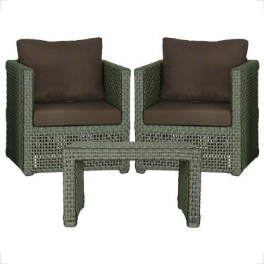 Imagem de Mesa E 2 Poltronas Madri Corda Náutica Estofado 9 Trama Verde