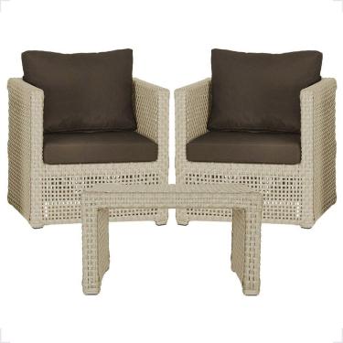 Imagem de Mesa E 2 Poltronas Madri Corda Náutica Estofado 9 Trama Rami