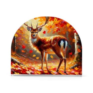 Imagem de Suporte de guardanapo de mesa de cervo de outono, suporte de guardanapo de acrílico para mesas, suporte de guardanapo vertical para jantar cozinha restaurante decoração de casa acessórios de bar