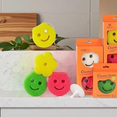 Imagem de Esponjas de cozinha, esponja sem arranhões para pratos, esponjas multifuncionais de cozinha, esponjas de limpeza doméstica, esponja de lavagem de louça multifuncional para louça, utensílios de cozinha