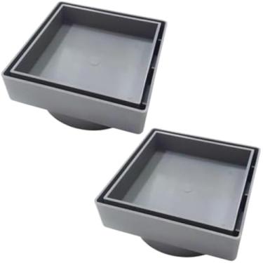 Imagem de Ralo quadrado para banheiro de porcelanato, moderno e eficaz, cinza, 10x10, seguro.