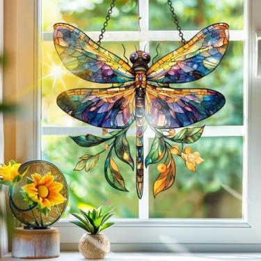 Imagem de Apanhador de sol de acrílico colorido, apanhadores de sol, decoração de janela pendurada com libélula, arte de parede de arco-íris, para varanda, interior e exterior, jardim, enfeites de Natal