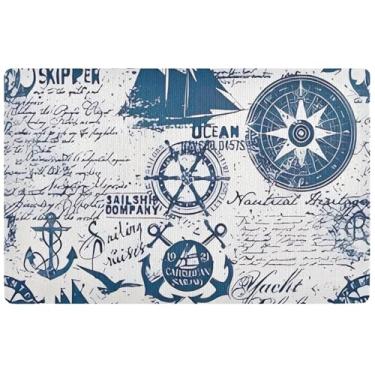Imagem de TSENQUE Caribbean Sailing Cruises Capacho náutico fofo tapete de boas-vindas decoração de porta da frente tapetes de porta engraçados externos antiderrapantes 81 cm x 50 cm