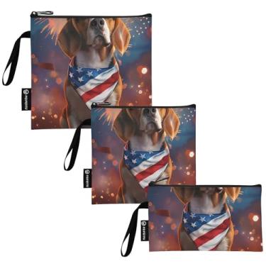 Imagem de TSENQUE Cute Beagle Dog American USA Reutilizável, Lancheira e Lancheira com Zíper, Segurança Alimentar Lavável para Estudantes (pacote com 3: P/M/G)