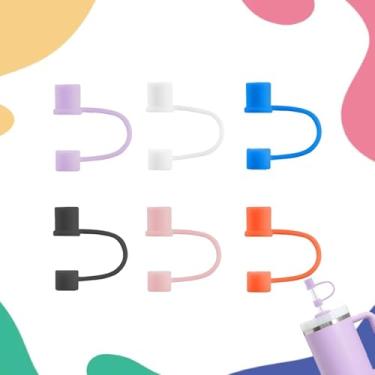 Imagem de Pacote com 6 protetores de palha, para Stanley Straw Covers Cap for Tumblers para Stanley Cup, tampas de palha de silicone à prova de poeira compatíveis com acessórios Stanley Cup (copo não incluído)