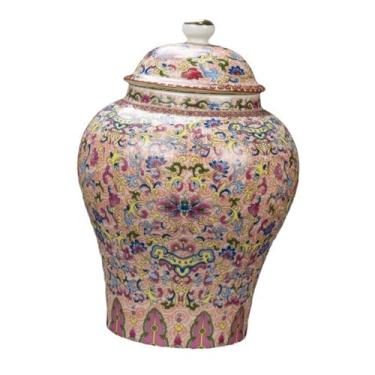Imagem de Baoblaze Jarra de gengibre de porcelana, lata de chá de cerâmica, lata chinesa com tampa, organizador de exibição de ornamento, jarra de templo para quarto,