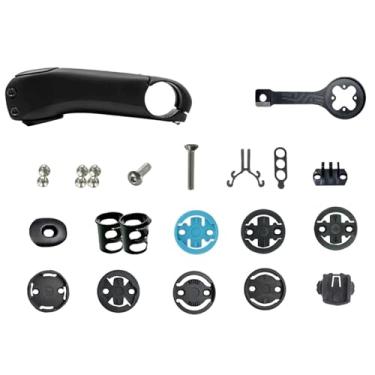 Imagem de Mesa de guidão para bicicleta de estrada -12° fixa/ajustável -17°/-7° com calço de ângulo, fibra de carbono T1000, abraçadeira de guidão de 31,8 mm, suporte para GPS/ciclocomputador.(100mm)