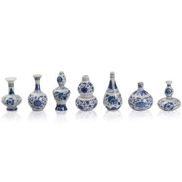 Imagem de TMTIOR Conjunto de vasos de porcelana azul e branco de 7 peças em estilo chinês para decoração de casa