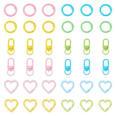 Imagem de NICENEEDED 30 peças de fechos coloridos para chaveiros, garras de lagosta, fechos de coração e anéis de mola, ganchos de mosquetão de liga, clipes de metal para chaveiros de bolsa, artesanato faça