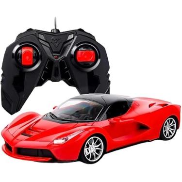 Imagem de Carrinho Controle Remoto Grande Estilo Esportivo com LED, Alta Velocidade, Brinquedo Infantil Recarregável - Vermelho