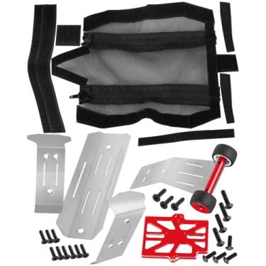 Imagem de RCYouHott RC Upgrades Part for 1/16 (#107154-1) Mini Maxx 4WD,Tail Wheel/Skid Plate Stainless Steel Chassis/Protective Chassis Dirt Dust Resist Guard Cover/Mount Plate Motor Fixing Mount,Red