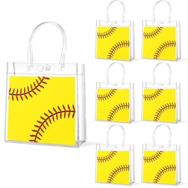 Imagem de 24 peças de softball, sacos de presente de PVC transparente com alças a granel, sacolas esportivas para doces, lembrancinhas de softball, tema de softball, lembrancinhas de festa de aniversário, chá