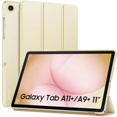 Imagem de MoKo Capa para Galaxy Tab A11+ Plus/A9+ 28 cm 2025/2023, capa protetora inteligente de suporte fino com capa traseira translúcida de policarbonato rígido para tablet Galaxy Tab A11+/A9 Plus, despertar