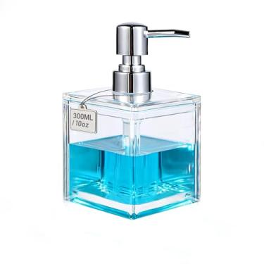 Imagem de Frasco quadrado para louça, dispensador de sabão com bomba para cozinha e banheiro, dispensador de sabão de mão moderno de plástico para lavar as mãos, detergente de louça, enxaguante bucal, loção