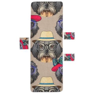 Imagem de Adoráveis cães fofos capa de espreguiçadeira marrom toalha de cadeira de piscina lounge toalha de praia tropical espreguiçadeira de praia 215 x 76 cm