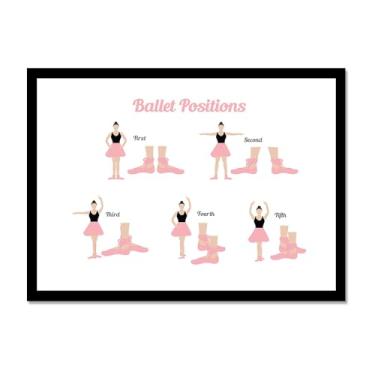 Imagem de Ballet Positions Dance Poster Ballerina Education Wall Art Prints Canvas Painting Pictures Ballet Studio Dance Room Home Decor (SKU3,20.3x30.5 cm = (20x30cm), moldura preta para fotos)