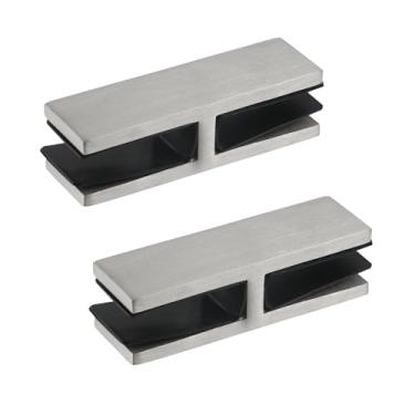 Imagem de FarBoat Pacote com 2 braçadeiras de vidro, grade de vidro para braçadeira de vidro, suporte de vidro de aço inoxidável 304 para ambientes externos costeiros e grades de cerca de piscina (prata, 180