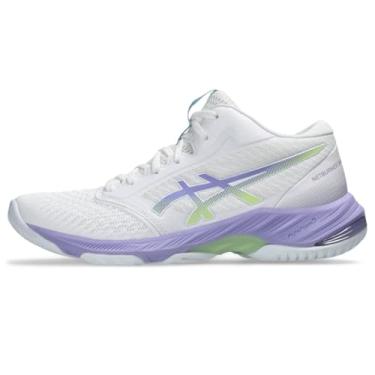 Imagem de ASICS Tênis de vôlei feminino Netburner Ballistic FlyteFoam Mid Top 3, Branco/Vapor, 10