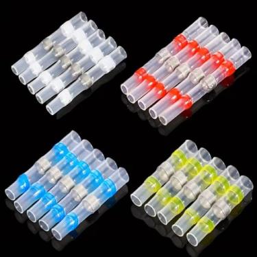 Imagem de 20 conectores de fio termorretrátil misto, kit de conectores de extremidade de vedação de solda multiuso terminais de fio elétrico à prova d'água, vermelho 5 azuis x 5 amarelos x 5 brancos x 5