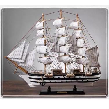 Imagem de shuicui Modelo de veleiro para decoração 60 cm escritório casa quarto infantil decoração mesa armário de TV meninos meninas barco esculpido em madeira