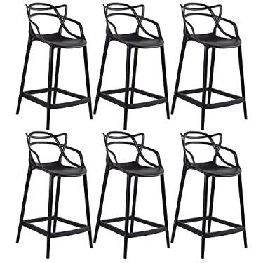 Imagem de Kit 6 banquetas médias bancada cozinha Masters Allegra 66 cm - Preto