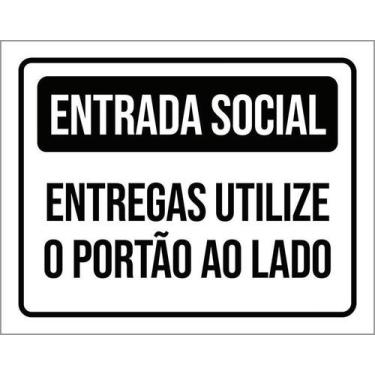 Imagem de Placa Preta - Entrada Social Entrega Utilizar Ao Lado 27X35 - Sinalizo