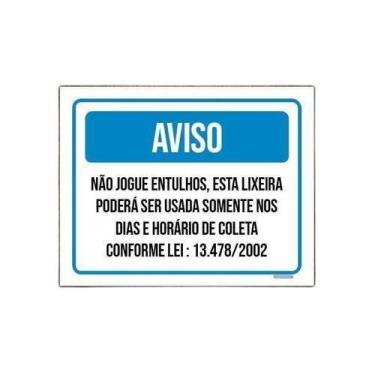 Imagem de Kit 5 Placa Aviso Não Jogue Entulhos Dias Coleta - Sinalizo