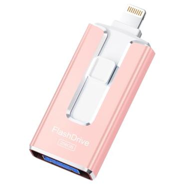 Imagem de Flash Drive certificado MFi para iPhone iPad 256 GB, cartão de foto para armazenamento de memória externa, faça backup e salve facilmente fotos de vídeos, pen drive USB para iPhone/iPad/Android/PC