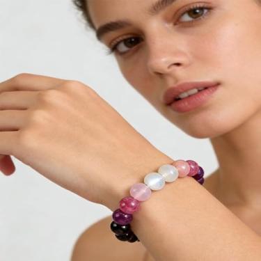 Imagem de Pulseira de atração, mulheres, homens, olho de tigre, pedra natural, contas elásticas feitas à mão, joias, dinheiro, riqueza, ioga, amizade, presente de Natal, Medium, Latão, Sem Pedra Preciosa