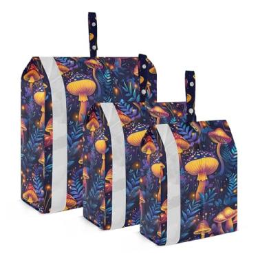 Imagem de xigua Cubos coloridos de embalagem de cogumelos para viagem, organizadores de bagagem leves, conjunto de viagem, à prova d'água, cubos de compressão para acessórios de viagem, 3 pacotes