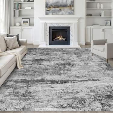 Imagem de Tapetes de área 22,5 x 30,5 cm, sala de estar: laváveis, abstratos, neutros, modernos, macios, resistentes a manchas, tapete antiderrapante para quarto, berçário, sala de jogos, escritório, sala de