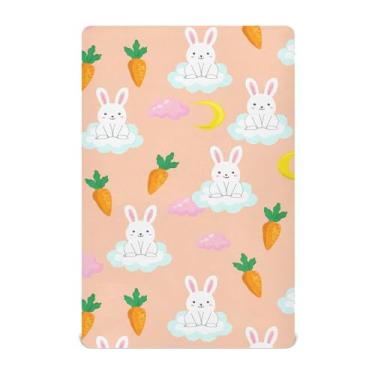 Imagem de SEHANY Lençol de berço de coelho fofo para meninos e meninas, macio, respirável, elástico, lençol com elástico padrão para bebês de 27 x 99 cm