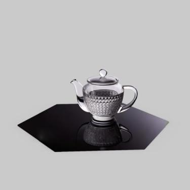 Imagem de CRYSFLOA Centros de mesa espelhados hexagonais pretos para mesas, 25 cm de acrílico para destacar e colar espelho, placas de centro hexagonais de acrílico para casamento, festa de aniversário, Natal