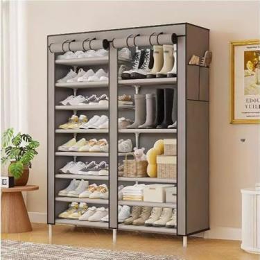 Imagem de Sapateira Organizadora Dobrável com 9 Prateleiras Duplas Armário para até 54 Pares com Capa para Quarto e Closet(Aleatorio)