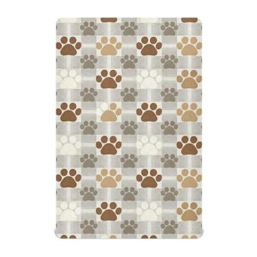 Imagem de SEHANY Lençol de berço fofo com estampa de pata de cachorro para meninos e meninas, macio, respirável, elástico, lençol com elástico padrão para bebês de 68 x 99 cm