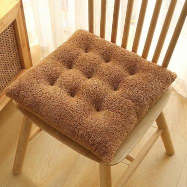 Imagem de Almofada de assento para cadeira em cashmere macio e felpudo, com amarras, antiderrapante, almofadas grossas e macias para cadeiras de escritório, restaurante e residências.