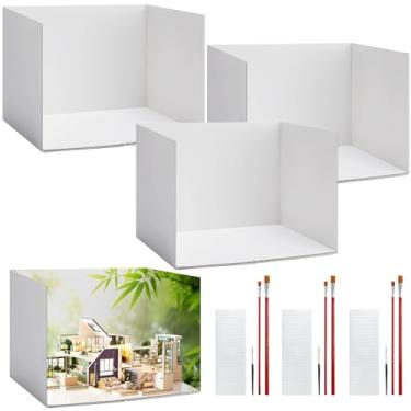 Imagem de oyhqes Kit de diorama de papelão alongado, caixa de diorama branca com fitas dupla-face, suprimentos de projeto de diorama para fabricação de modelos e exibições de hobby - pacote com 2