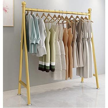 Imagem de 5sssallefaa Trilhos de roupas pesadas, prateleiras de exibição de bagagem, tutu de metal, cabides de quarto, prateleiras de secagem de tubos industriais, douradas, 120 x 150 cm (dourado 100 x 160 cm)