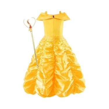 Imagem de Vestido De Princesa Amarelo Para Meninas De 2 a 10 Anos, Fantasia De H